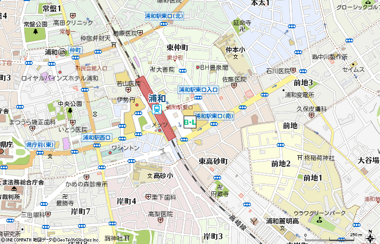 アイシティ浦和パルコ店付近の地図